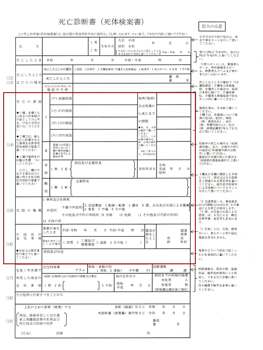 死亡診断書-死亡の概要1
